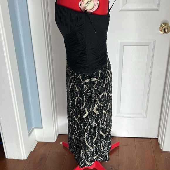 💎Avanti Elegant Black & Silver Women's cocktail dress Size 8 Strapless silk NWOT - Picture 11 of 13